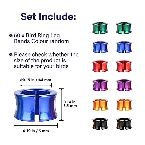 Open Bird Ring Bird Leg Bands Rings Open Bird Leg Rings Aluminum Split Bird Leg Rings Ldentifying Pigeons Training Rings Hibiscus Birds, Parrots, Peonies, Doves, Mixed Colors 50 PCS Per Pack - size: 4