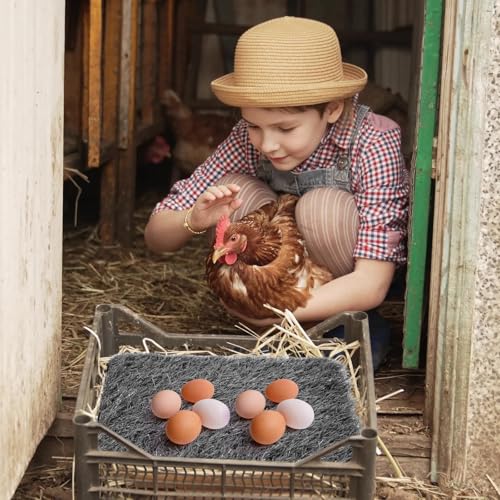 Zhengmy 12 Pcs Chickens Nesting Pads Set Nest Box Bedding Washable Nesting Pads for Chicken Coop, Artificial Grass Rug Carpet Synthetic Turf Mat, 12 x 12 x 1.2 Inches (Gray) - color: Gray