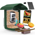 birdsnap® PAV Bird Feeder with Camera Solar Powered 2K Live Video 32GB Card | AI Bird Species Identification, Instant Arrival Alerts, IP65 Waterproof, Wild Bird Feeders for Outdoors, Gift for Bird Lovers - color: Dark Green