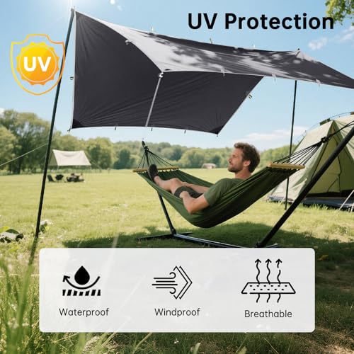 FREE SOLDIER Waterproof Camping Tarp Shelter Awning | Lightweight, Compact, Quick Setup, Waterproof Sun Shelter Campingtarp,For Backpacking, Beach, Travel and Outdoor Activities - color: Gray 10×10.5ft