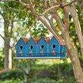 Glitzhome 17" L Retro Blue Distressed Solid Wood Birdhouse with Perch Garden Hanging Bird House for Outdoors - color: 17"L Retro Blue