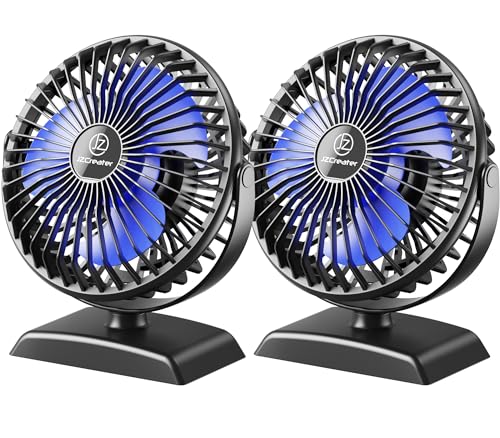 JZCreater USB Desk Fan, 2Pack USB Fan, 360 Rotation Desktop Fan with 3 Speed, Table Personal Cooling Fan, Quiet Mini Desk Fan, USB Powered, Small Fan for Home Office Bedroom Car Travel, Pink - color: 282-2PACK Black