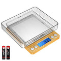AMIR Digital Kitchen Scale, 500g Mini Pocket Jewelry Scale, Cooking Digital Food Scale with Back-Lit LCD Display, 2 Trays, 6 Units (Battery Included) - color: Yellow