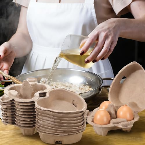 20Pcs Heart Shaped Eggs Cartons for Easter，3 Count Natural Paper Pulp Egg Tray with Jute Rope,Reusable Cardboard Holds 3 Eggs for Kitchen Holiday Gifts Market Farm