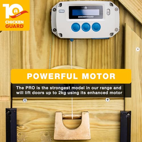 ChickenGuard Automatic Chicken Coop Door Opener, Power by Solar/Batteries/Electric. Strong Motor Lifts 2kg; Timer/Light Sensing; Motor Units only or Combination Kits (PRO + Batteries) - size: 6.5"L x 2.3"W x 3.6"H
