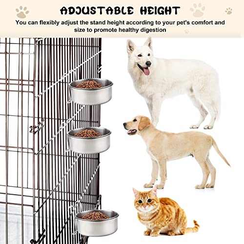 mumufy 6 Pieces Stainless Steel Hanging Water Bowls with Holder Detached Anti Spill Pet Metal Bowl Cage Kennel Crate Food Bowl(16 x 6 cm) - size: 20 oz