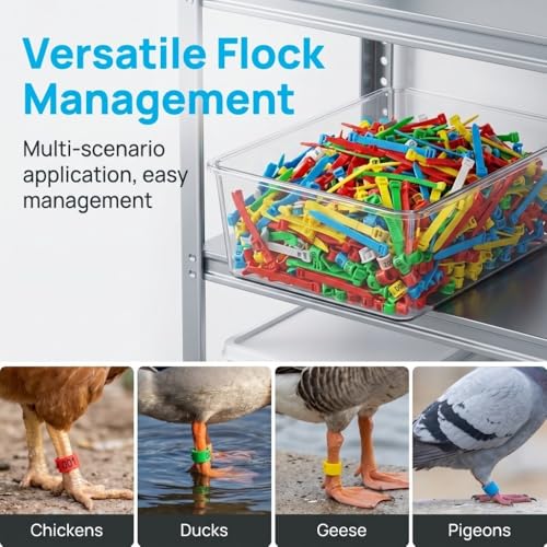 100Pcs Numbered Poultry Leg Rings 1-100 Identification Tags Reusable Bands for Chickens Ducks Geese Pigeons(Red) - color: Red