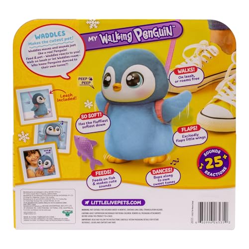 Little Live Pets Walking Penguin My Pet Waddles, Interactive Plush Penguin with 25+ Sounds and Detachable Leash, Toy Penguins for Kids of Ages 5+ | Dances, flaps wings, eats & giggles when fed; interactive plush pet toy for kids ages 5+ - style: Walking P