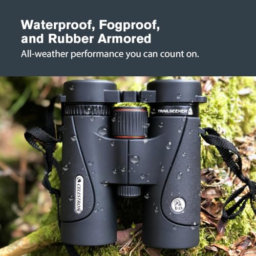 Celestron TrailSeeker ED 8x42 Binoculars for Birding & Nature – ED Glass | ED Glass for Sharp Detail, Phase & Dielectric-Coated BaK-4 Prisms, Fully Broadband Multi-Coated, Magnesium Alloy Body - style: TrailSeeker ED 8X42