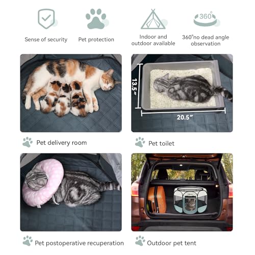 Siedihit Dog Pet Playpen Tent Crate Cage with Washable Pee Pad, Medium Grey | Nursing Rest Zone Recovering Pet Quarantine Room Portable Pop Up Easy to Set up lightweight Carrying Bag Wide applicability - color: Grey with Pad