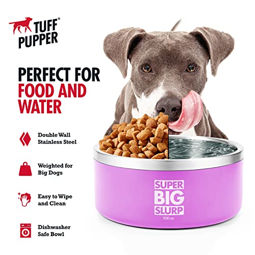 Tuff Pupper 100 oz Heavy Duty Insulated Stainless Steel Dog Bowl for Large Dogs, Non-Slip Base, Dishwasher Safe - color: Punch Pink, size: 100oz