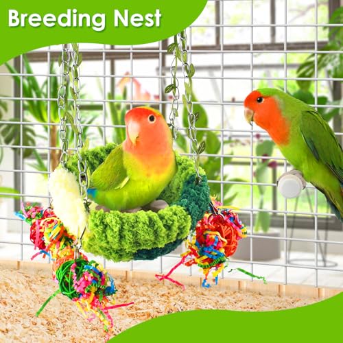 KATUMO Bird Nest, Conure Breeding Bed Parrotlet Snuggle Nest Lovebird Bed Bird Swing Bed for Small Birds, Size Small - color: Green, size: 5.5"L x 5.5"W x 3.0"Th