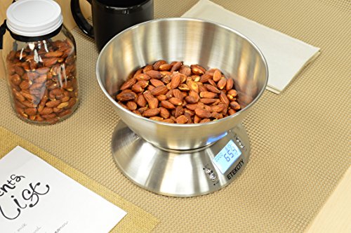 Etekcity Food Scale with Bowl, Timer and Temperature, Grams and Ounces | Stainless steel bowl with tare, temperature sensor, ideal for baking, coffee and meal prep - color: Stainless Steel-Silver