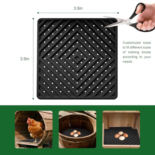 Nesting Pads for Chicken Coop - Chicken Nesting Pads for Laying Eggs 4 Pack, Washable & Reusable Chicken Coop Accessories, Black