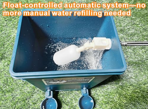 Chicken Waterer with Float Controlled Automatic Set, Chicken Coop Accessories - No Manual Water refilling Needed, 4 Gallon（Compatible with 5/8-inch and 3/4-inch Water Pipes, 60-inch Water Supply Pipe - color: Navy Blue