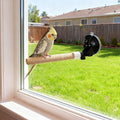 Natural Flax Bird Perch Stand with Strong Suction Cups | Movable Parrot Training Perch for Window/Mirror/Car/Tiles | Universal for Budgie, Cockatiel, Conure (Basic Parrot Perch) - color: Basic Parrot Perch