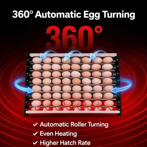 400 Egg Commercial Cabinet Incubator with Auto Egg Turning, Precise Temperature & Humidity Control, Large Poultry Incubator for Chicken, Duck, Goose & Quail Eggs, Ideal for Large Farms