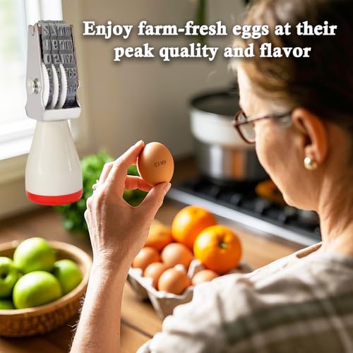 Egg Dater Kit, Date Stamp, 2 Fade-Resistant Inks (Red & Black), Stamper Pad, 50 Farm Fresh Eggs Instructions, for Chicken Duck Turkey Goose Eggs