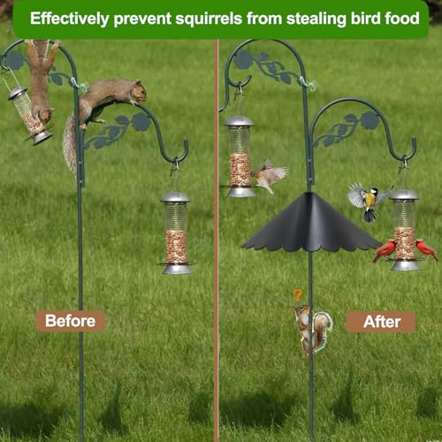 Squirrel Baffle for Bird Feeder Pole,16 Inch Pole Mount Squirrel Guard,Outdoor Wrap Around Bird House Protector for Shepherd’s Hook, Black,1 Pack