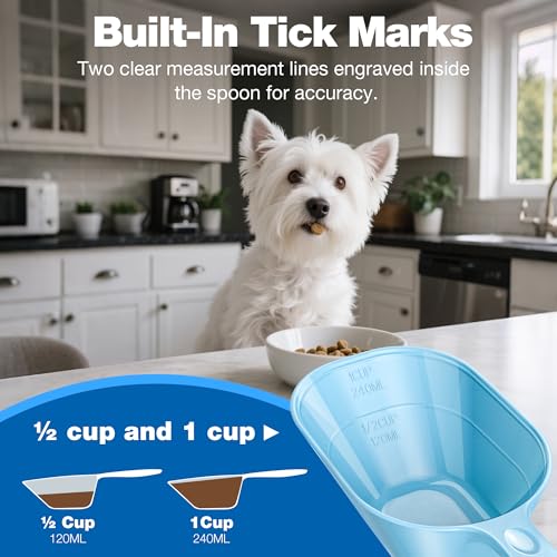 Dog Food Scoop 2 Pack, Pet Cup Capacity Cat Food Scooper With Measuring Lines For Dog, Puppy and Cat Coffee Bean, Flour Scoop Light Bule - color: Bule