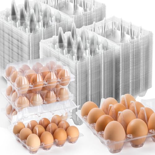 120 Pack Egg Cartons 12 Count, Plastic Egg Cartons Cheap Bulk, Clear | Reusable Egg Holder Egg Trays for Home and Farmer's Markets Display, Medium Egg Containers for Refrigerator - style: 3x4Grids-120count