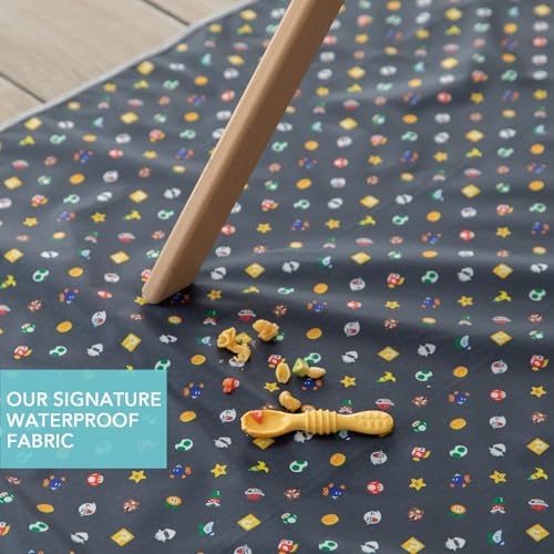 Bumkins Baby Splat Mat for Under High Chair, Babies Toddlers Eating Mess Mat, Waterproof Reusable Cloth for Arts and Crafts, Playtime Mat for Kids, Floor or Table, 42inx42in, Nintendo Super Mario - color: D5 Super Mario Lineup