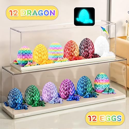 Impossmaker 12pcs 3D Printed Dragon Eggs, Prefilled Easter Dragon Egg with Dragon Toy, Easter Basket Stuffer, Goodie Bag Fillers, Easter Egg Hunt, Unique Easter Basket Gifts for Kids - style: 12P-S1