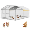 Large Metal Chicken Coop with Run, Walk-in Chicken Run for Yard with Waterproof & Anti-UV Cover, Spire Roof Outdoor Poultry Cage for Chickens Ducks Rabbits Backyard Farm