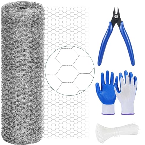 GlikCeil 48 in x 200 ft Chicken Wire Fencing Mesh, Metal Floral Chicken Wire for Floral Arrangements, 0.6 Inch Hexagonal Galvanized Poultry Netting for Garden, Coop Barrier, Duck Rabbit Cage(Silver) - color: Silver, size: 48 in X 200 ft