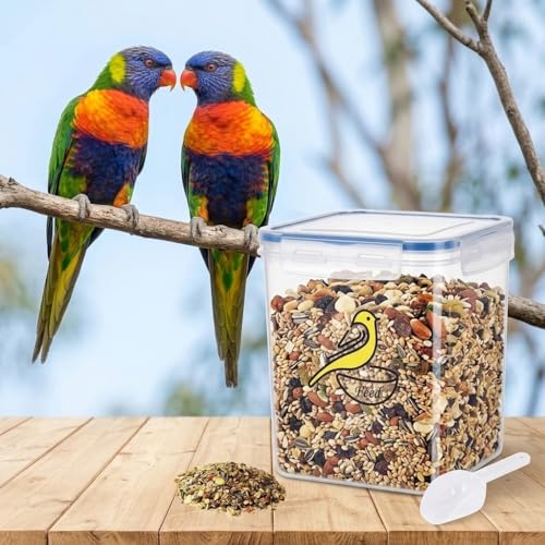 Bird Seed Storage Container,5.49Qt/5.2L Airtight Bird Food Container,Birds Seeds Containers with Scoop,Pet Food Storage Containers for Wild Birds Seeds Dispenser |Storing Sunflower Seed|BPA Free-Blue