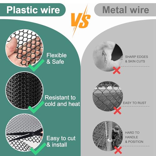 Chicken Plastic Wire Fencing Mesh - Heavy-Duty Plastic Chicken Black Wire Fence Mesh for Gardening, Barrier Netting, Poultry Dogs Rabbit Fencing (Black, 15.7IN x 33FT) - size: 15.7IN x 33FT