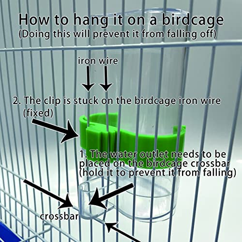 [2 Pack] Seneme Automatic Bird Water Dispenser for Cage, Birds Clear Dispenser Food Feeder, Bird Food Feeder for Cage