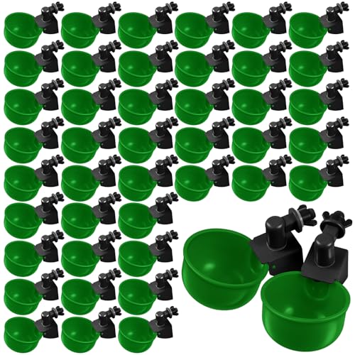 Tanlade 50 Pcs Automatic Chicken Waterer Cups Chicken Feeder for PVC Pipe Waterer Kit for Poultry Duck Goose Turkey Bunny (Green,Classic) - color: Green