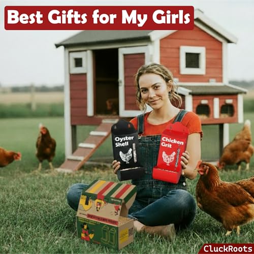 Chicken Coop Accessories Oyster Shell Feeder & Chicken Grit Feeder Set, No-Waste All‑Weather Thick‑Wall Design, Lift-Off Wall-Mounted Gravity Dispenser w/Rain Lid, Chickens Gifts for Chickens Lovers - color: Combo-Black/Red