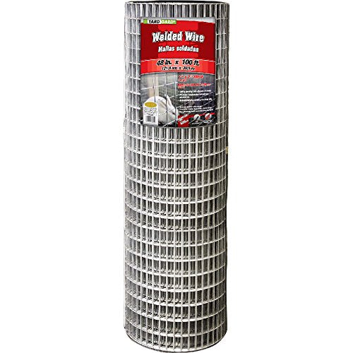 YARDGARD 1 in. x 2 in. Mesh Welded Wire Fence Roll, 48 in. x 100 ft., 14-Gauge Galvanized Steel Fence for Animal Enclosures, Garden Protection and Property Fencing - size: 48 in. x 100 ft., 14 ga