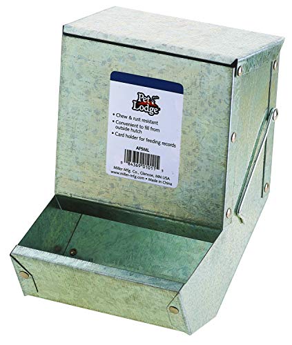 Pet Lodge® Steel Small Animal Feeder with Lid | Cage Rabbit Feeder | Holds Several Days Worth of Food | 5 Inch - size: 5 Inch