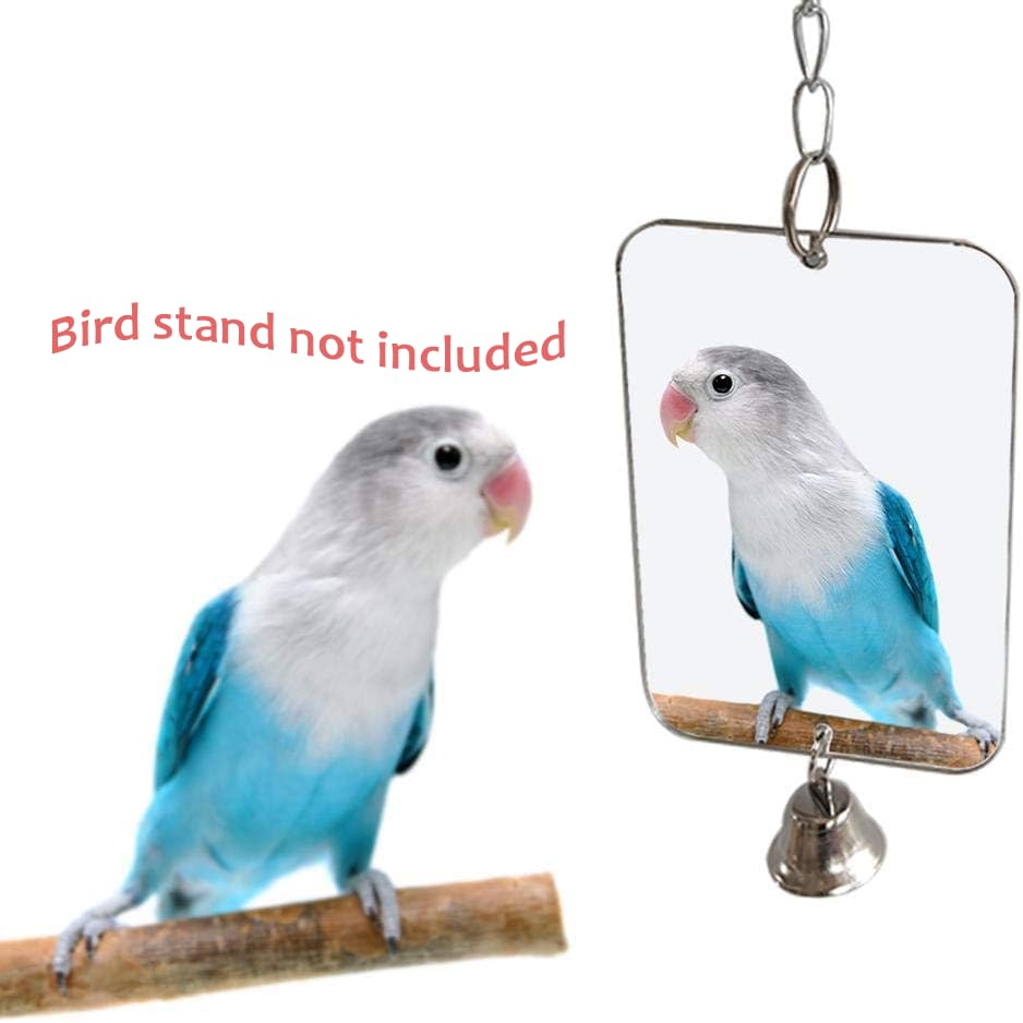 Acrylic Bird Mirror for Small Birds, Parrot Cage Toys 1PC (4.72" x 3.14") – Clear Unbreakable Hanging Mirror Cage Accessory for Parakeet, Cockatiel, Conure, Lovebirds, Budgies - size: 3.14''W * 4.72''H