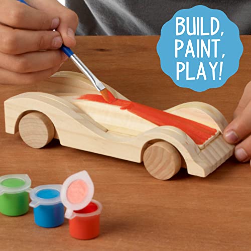 Made By Me Build & Paint Your Own Wooden Toys, DIY Wood Craft Kit, Easy to Assemble, 3 Cars - style: Cars