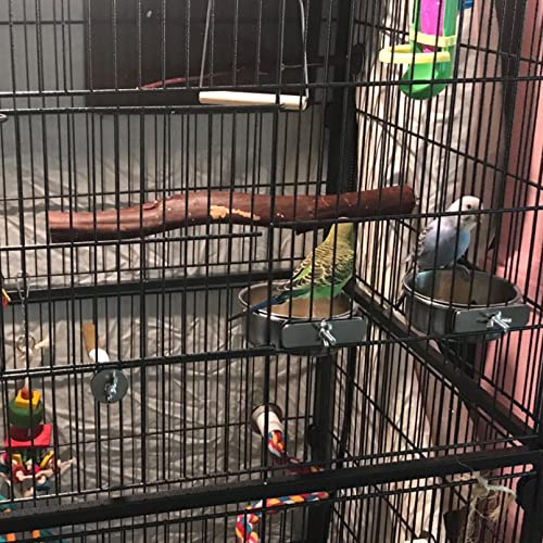 kathson Bird Feeding Dish Cups,Large Stainless Steel Parrot Food Water Bowl,Parakeet Feeder Birds Cage Ball Toys with Clamp Holder for Cockatiel Budgies Macaw Small Animal Chinchilla(7 Pcs) - size: 【L:5.5x2.0 Inches】