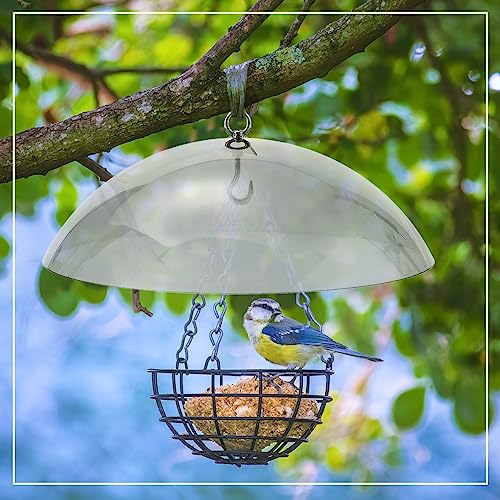 2 Pcs 10 Inch Squirrel Baffles Plastic Bird Feeders Protective Cover Dome Rain Proof with Hooks for Hanging Bird Seed Covers Rain Guards(Clear, Blue) - color: Clear, Blue