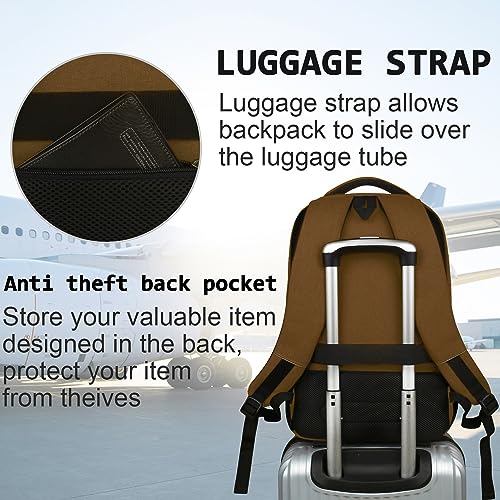 Laptop Backpack,Business Travel Anti Theft Slim College Backpack | Water Resistant Durable Computer Bag Gift for Women & Men Fits 15.6 Inch Laptop and Notebook - Brown - color: Brown, size: 15.6 Inch, style: Laptop