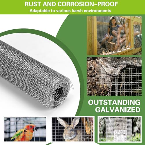 Hardware Cloth 16" x 20', 1/8" 27 Gauge Galvanized Wire Mesh Roll, Welded Metal Screen for Chicken Coops, Poultry Fencing, Animal Cages, Garden Barriers, DIY Craft Projects - size: 1/8" 27ga 16in x 20ft