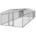 Large Metal Chicken Coop, Chicken Run for 20-30 Chickens, Heavy Duty Walk-in Poultry Cage with Waterproof Anti-UV PE Cover for Ducks Rabbits Geese, 19.5x9.7x6.4ft
