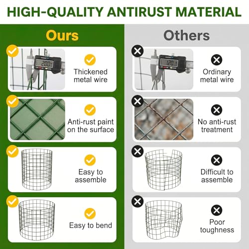 8 Packs Round Plant Protector from Animals,Metal Wire Mesh Garden Plant Cages for Outdoor Gardening Supplies, Garden Protection Rabbits Chickens Ducks for Vegetables, Flowers, Shrubs (16'' x 12'') - size: 16'' x 12''