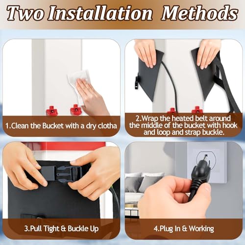 7" W×30" L Chicken Water Heater Belt Strap, Energy Saving Heated Poultry Coop Waterer Warmer with 6ft Cable for Prevent 2-5 Gal Bucket Freeze in Extremely Cold Winter,Auto Temp Control& Easy Install