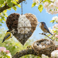 Handmade Fiber Bird Nesting Heart, Birds Nests Material Holder, Bird Nesting Material Includes Plush Fabric and 40g Cotton-Linen Blend Filling, Outside Gifts for Birds Lovers (1 Set) - color: 1 Set
