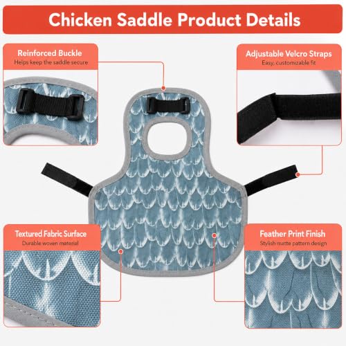 Chicken Saddle for Hens, Adjustable Hen Apron Back Protector for Protection Feather Regrowth, Waterproof Breathable Chicken Clothes with Straps, Apron for Medium to Large Hens Saddle（Light Blue） - color: Light Blue