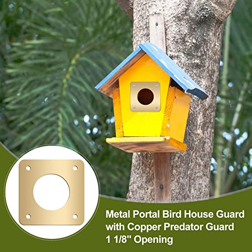 Hotop 12 Pcs 1 1/8 Inch Opening Bluebird Metal House Hole Guard Portal Bird House Protect Bird Room Guard Copper Portal with Opening for Eastern Bluebird Rooms Sparrow Houses(Gold) - color: Gold, size: 1 1/8 Inch, style: Opening