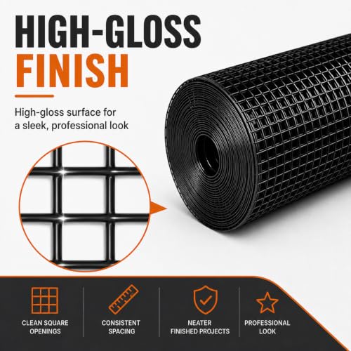 HORCH Black Hardware Cloth 1/2 inch 36 x 100 ft 19 Gauge | Chicken Wire Mesh Roll, Chicken Wire Fencing, Wire Fence Roll, Tree Guard, Mesh & Wire Cloth, Rat Wire - size: 1/2'' x 36'' x 100'