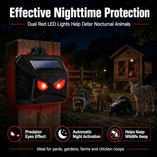 8 Pack Solar Predator Eyes Nocturnal Animal Repellent Outdoor,Auto Activate Animal Deterrent Predator Lights for Coyote,Racoon,Foxe,Skunk,Deer,Red LED Wildlife Guard for Yard, Garden,Farm,Chicken Coop